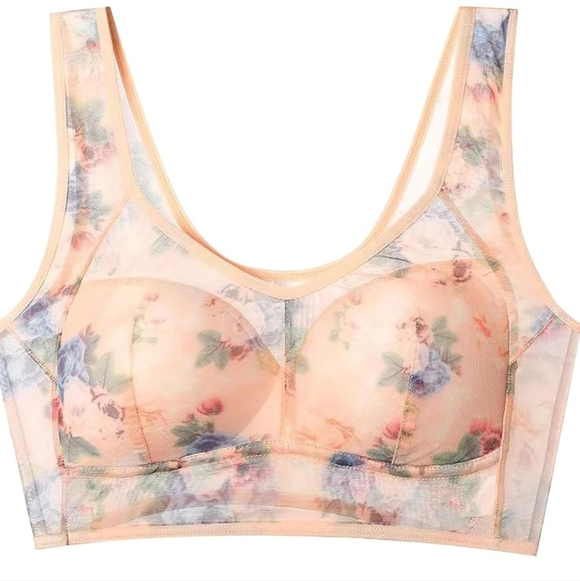 Floral Bras Breathable Mesh Bra Soft Plus Size 36E (7L) New - Picture 3 of 9